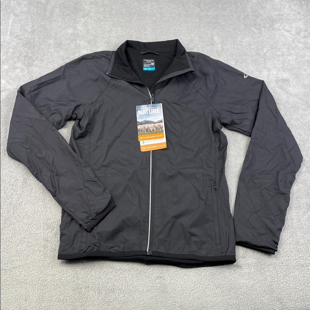NEW‎ Icebreaker XS Merino Wool Blend Lined Cool Lite Full Zip Black Jacket
